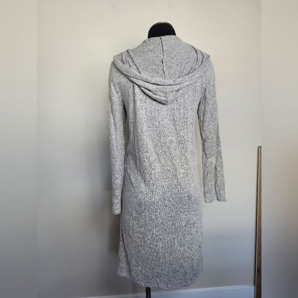 Chloe&Katie Longline Cozy Duster Sweater Gray Space Dye Marled Open Front Small - Picture 4 of 9
